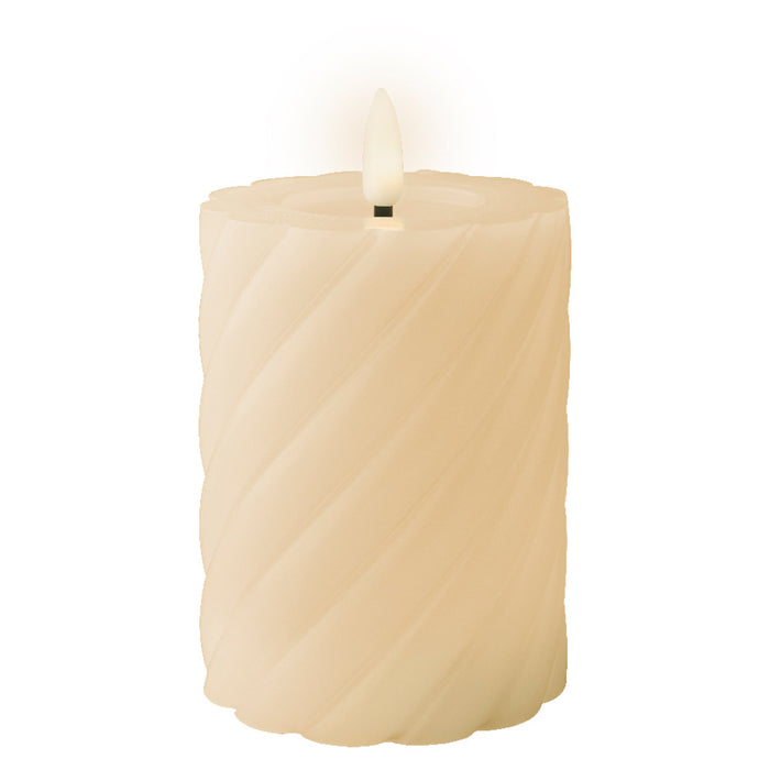 Kaemingk LED Wick Twisted Cream Candle (12.3cm)