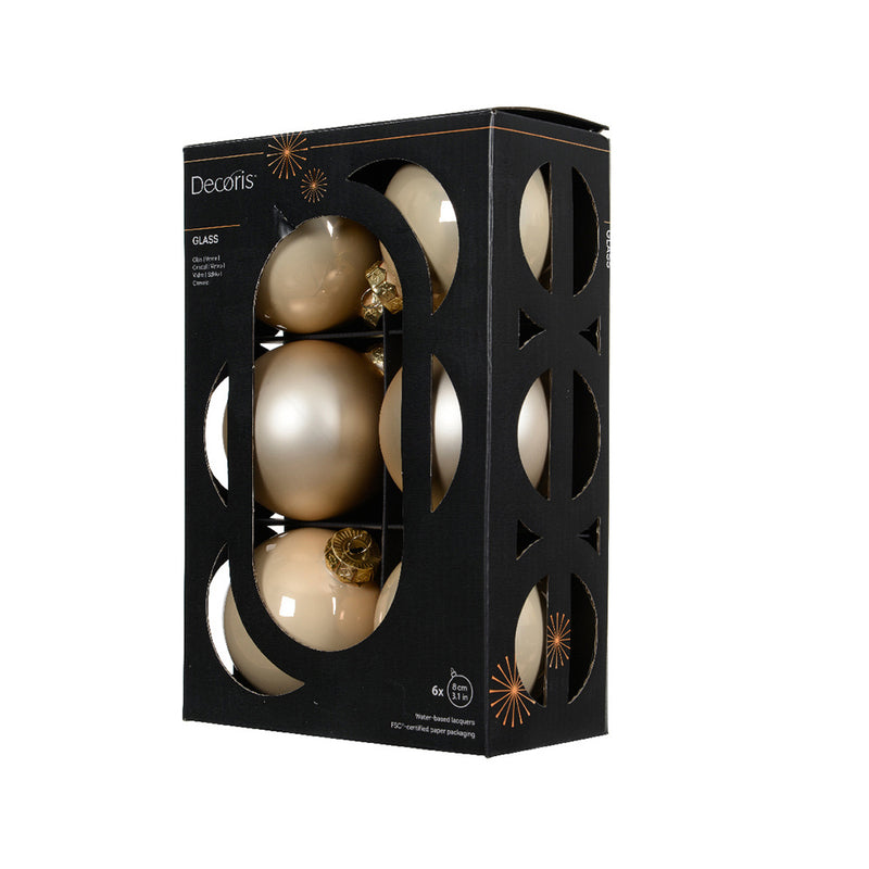 Kaemingk Baubles Glass Enamel - Matt Set Pearl (Dia.8Cm)