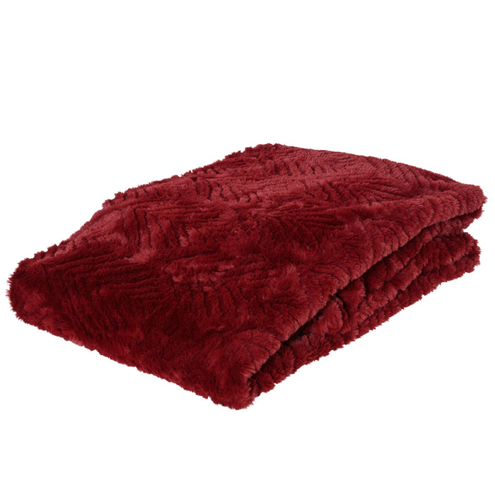 Kaemingk Burgundy Patterned Throw (L.130cm X W.170cm)