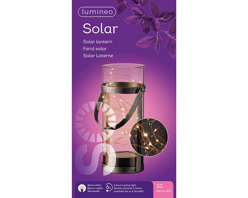 Kaemingk Virtus Solar Lantern Acrylic Amber