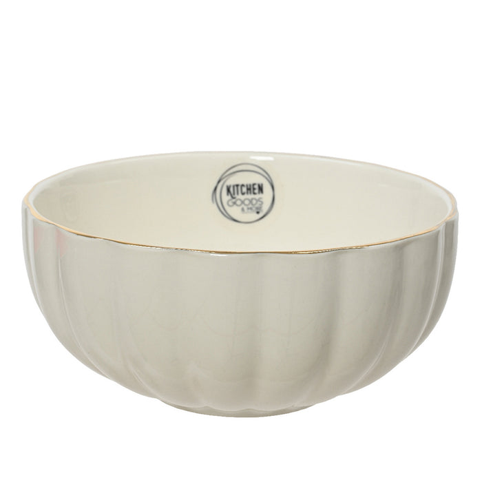 Kaemingk White Porcelain Bowl – Gold Rim (Dia.15Cm X H.7.1Cm)