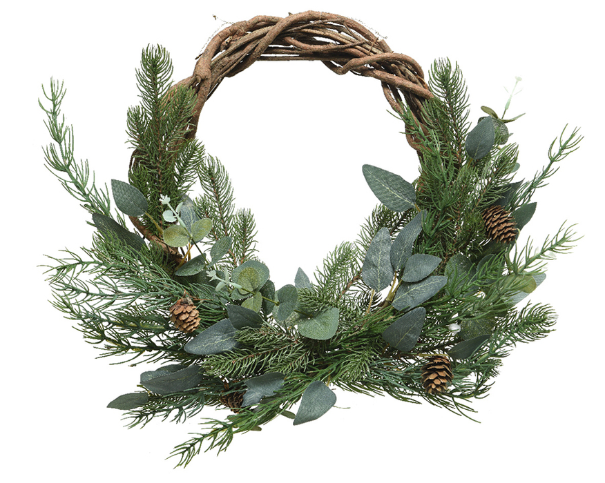 KMG Deco Wreath Leaves Pinecones