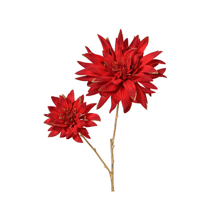 Kaemingk Dahlia Red Glitter Edge (L.22Cm X W.16Cm X H.75Cm)
