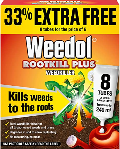 Weedol Rootkill Plus Weedkiller Liquid Concentrate 6 Tubes + 2 Extra
