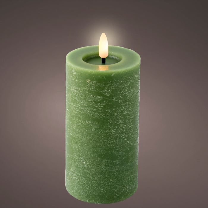 Kaemingk LED Wick Green Candle Flat Top (15cm)