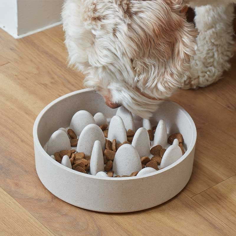 Zoon FloorGrip Bamboo Slow Feeder - 21cm - Stone