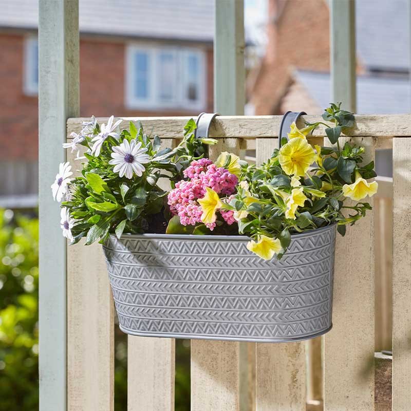 Smart Garden 12" Fence & Balcony Hanging Planter - Aztec - Slate