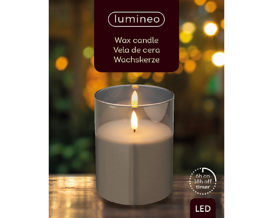 Kaemingk LED Wick Candle In Black Glass 12.5cm
