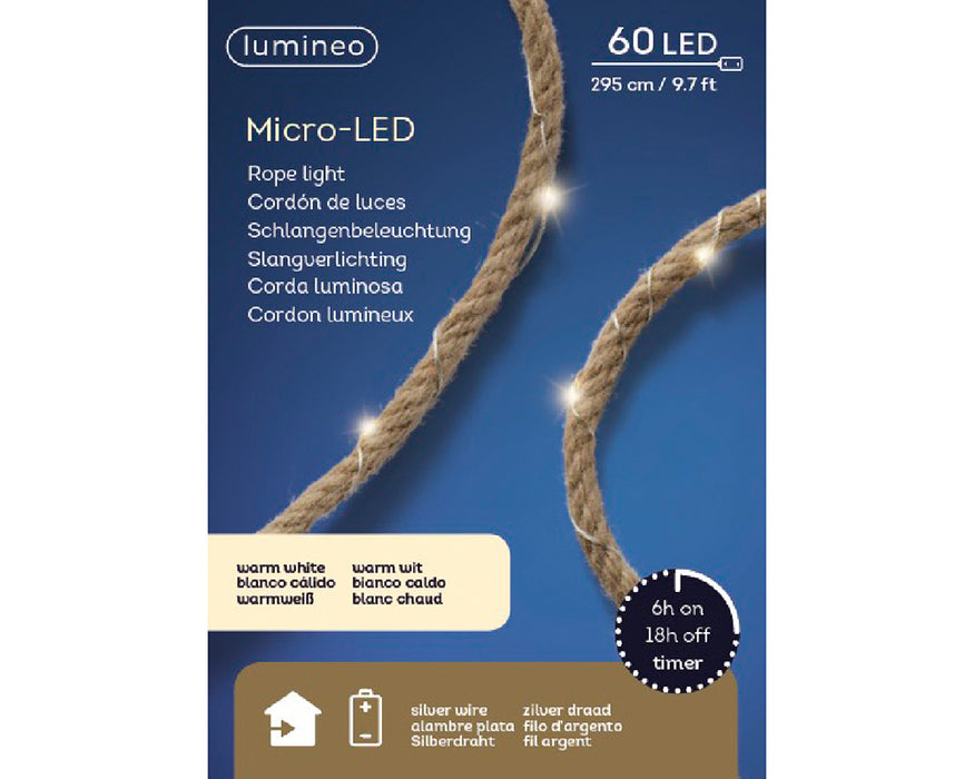 Kaemingk 60 Micro LED Rope Light Steady Battery Operated Indoor