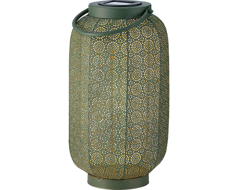 Kaemingk Majestic Cylinder Metal Solar Lantern Green & Gold