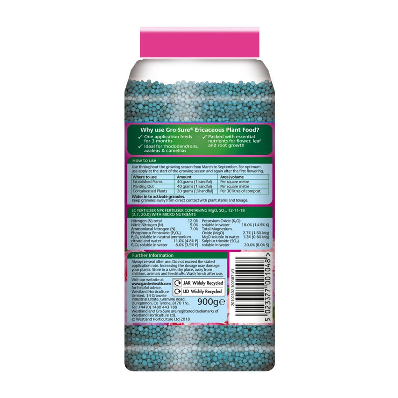 Gro-Sure Ericaceous Plant Food Granules 900g