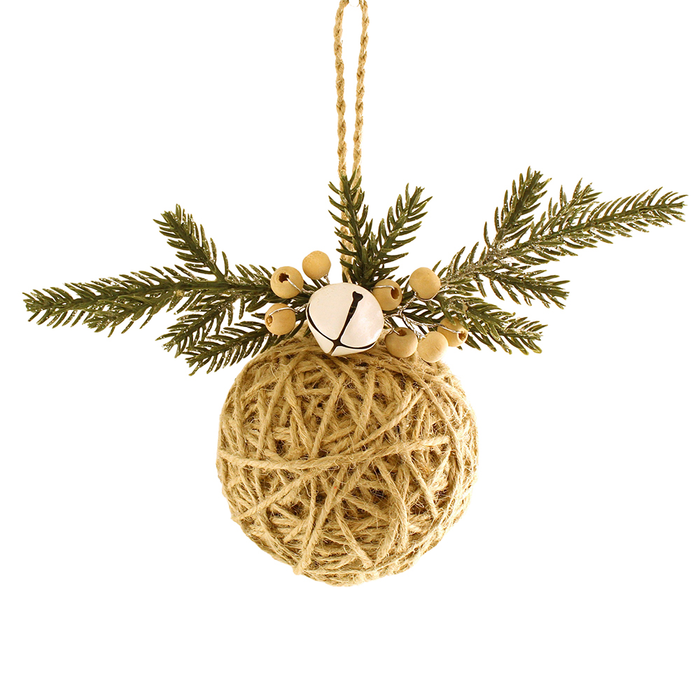 Sage Décor  Hanging Knit Ball With Pine 8Cm