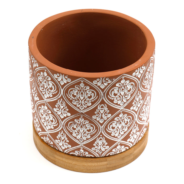 Sifcon 13.5Cm Planter W/Bamboo Base