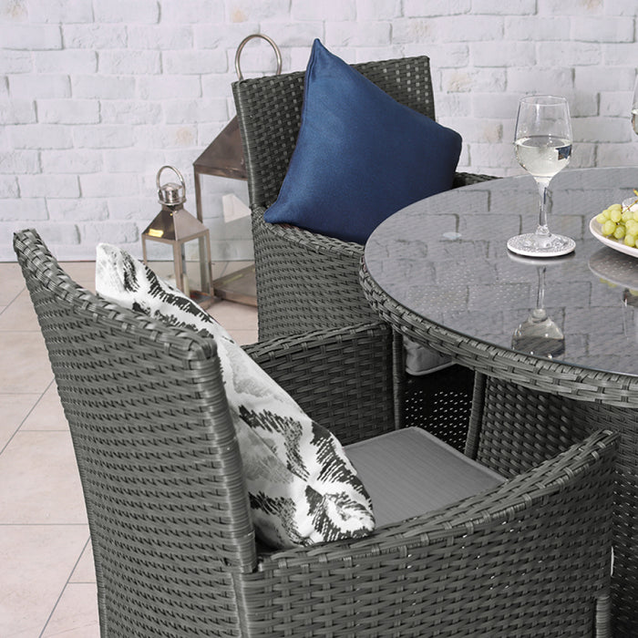 AMIR Royalcraft NEVADA Grey 4 Seater Round 110cm Carver Dining Set