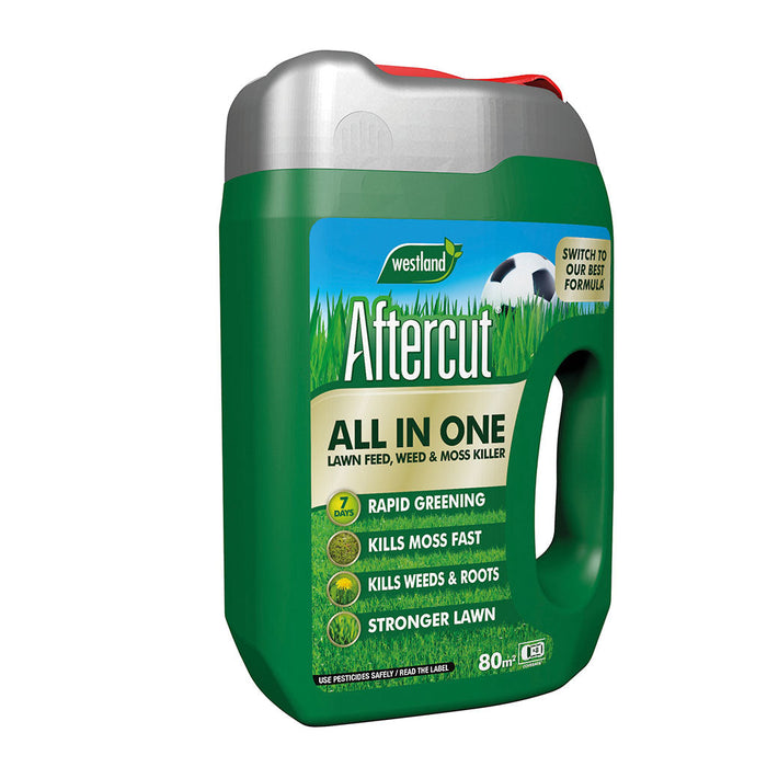Aftercut All In One Lawn Feed, Weed & Moss Killer 80m2