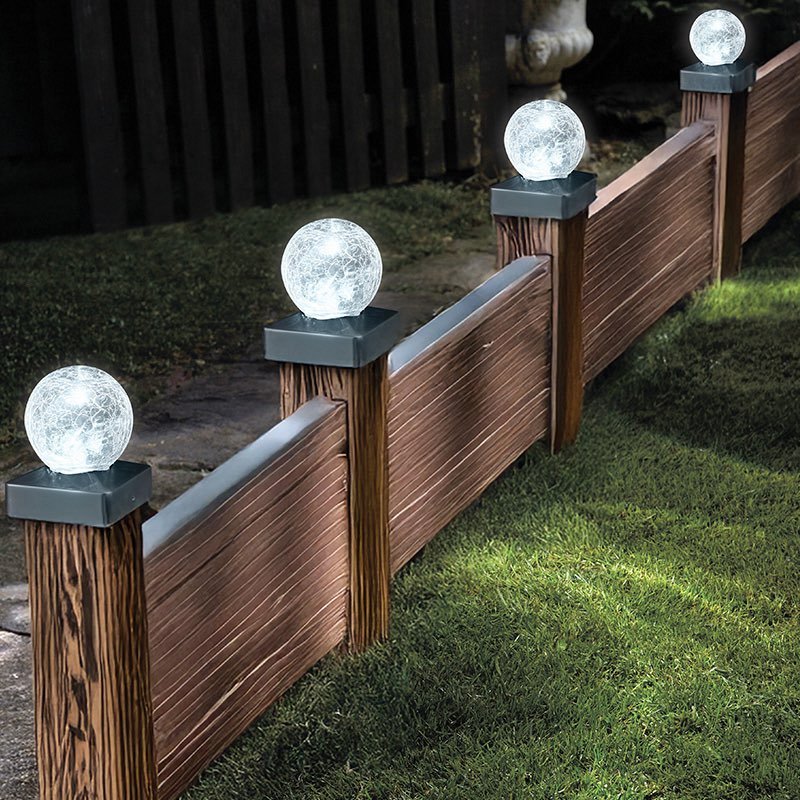 Smart Solar Crackle Ball Post Lights 4pk