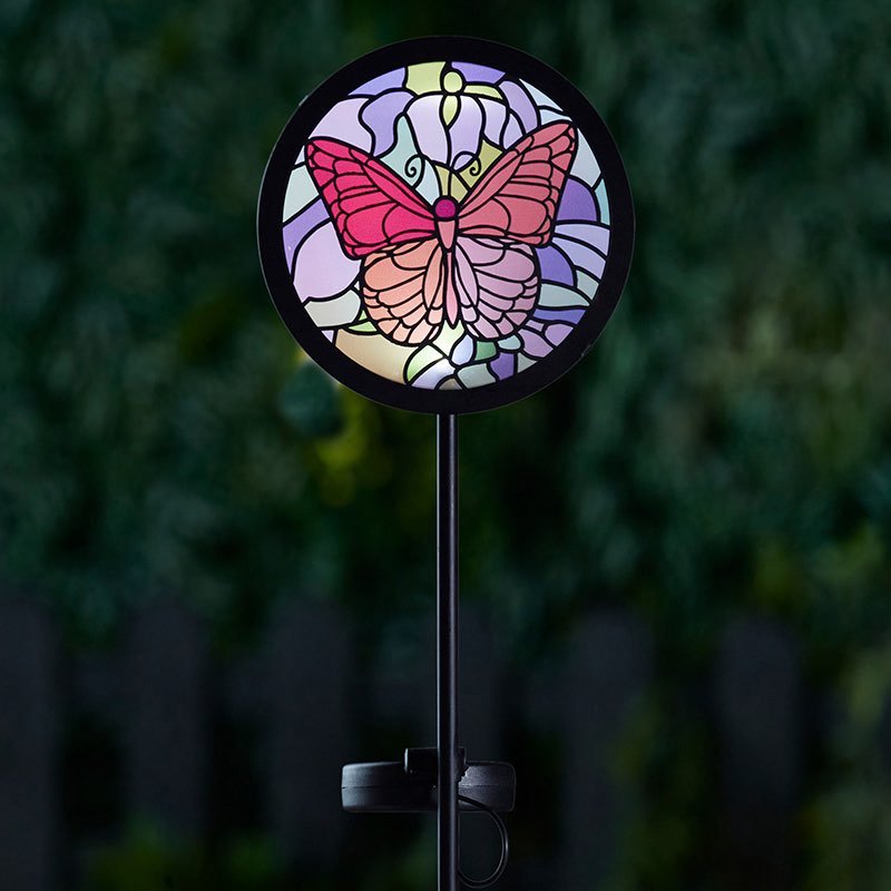 Smart Solar Tiffany Butterfly Stake