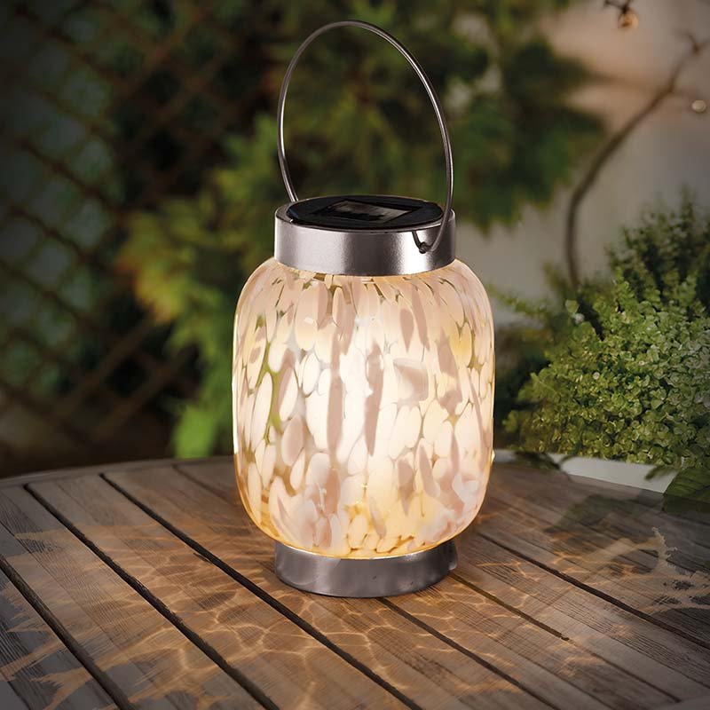 Smart Garden Pink & White GlassArt Solar Lantern POS 6