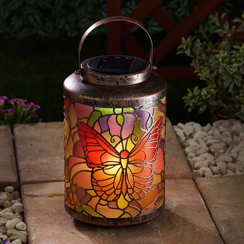 Smart Solar Tiffany Butterfly Lantern