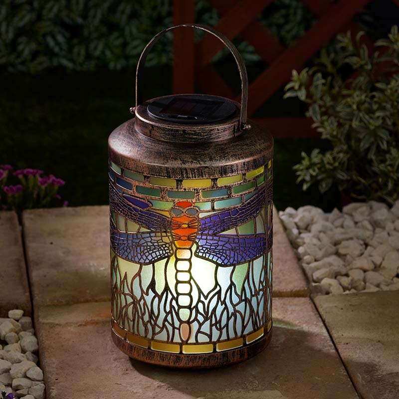 Smart Solar Tiffany Dragonfly Lantern