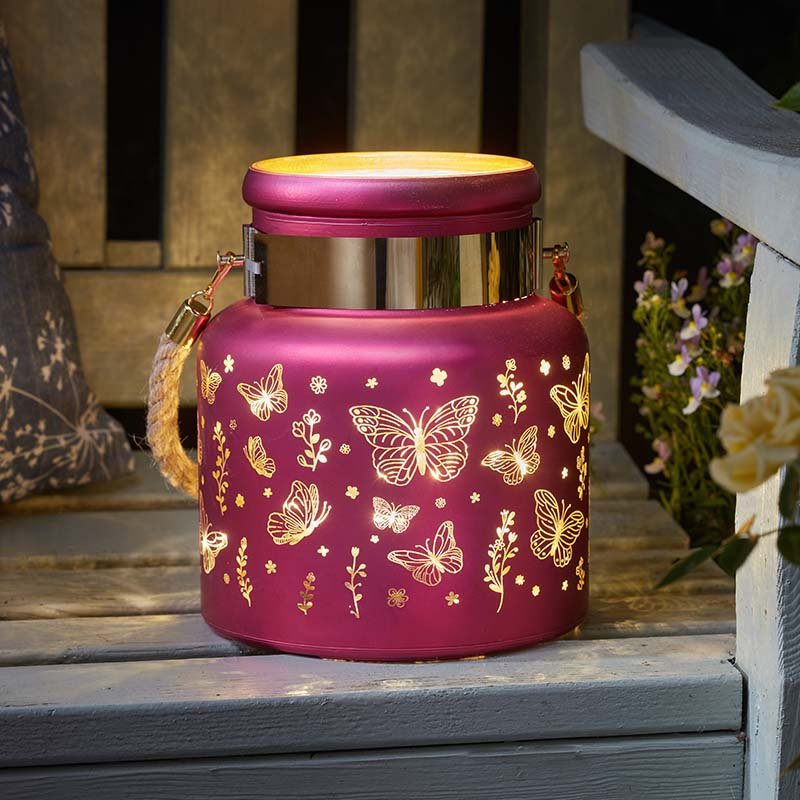 Outside In Papillon Lantern - Pink