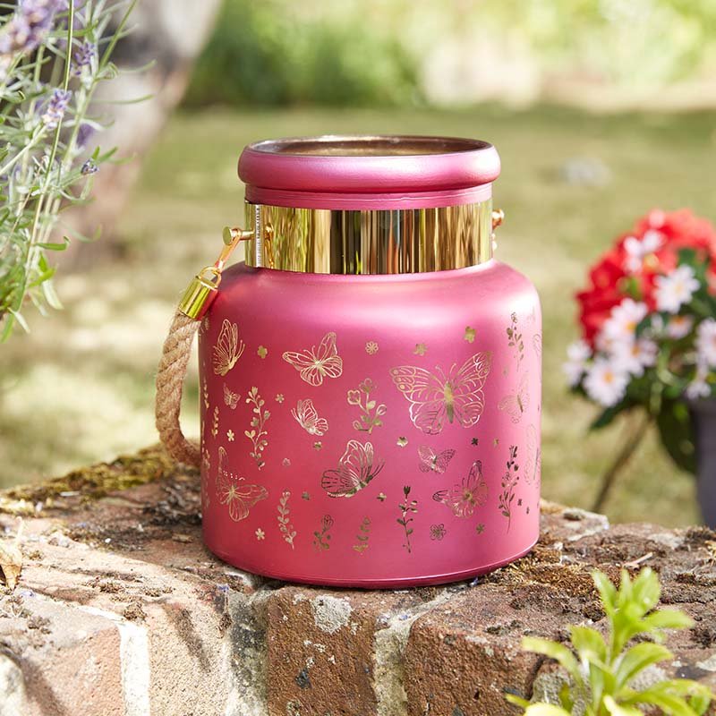 Outside In Papillon Lantern - Pink