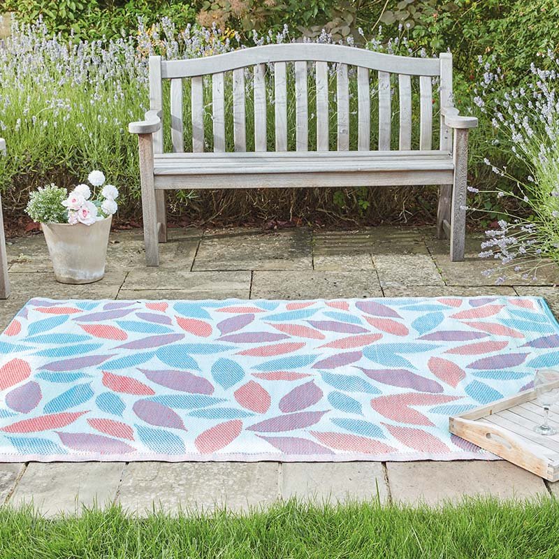 Outside In Alfresco Mats - FloraLeaves - Blush - 180x240cm