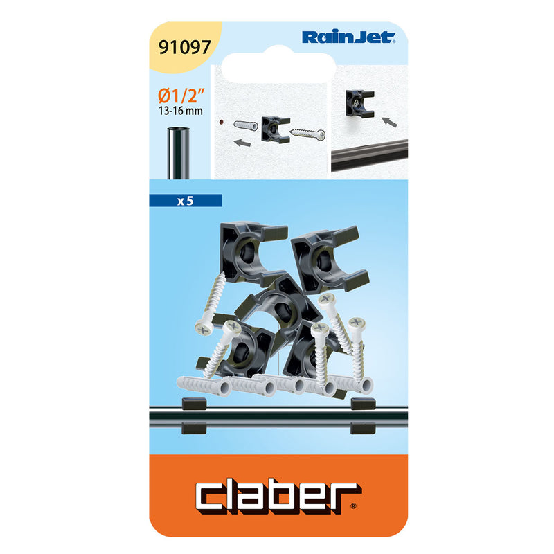 Claber Wall-Mounting Pipe Clamp - 5 Pieces