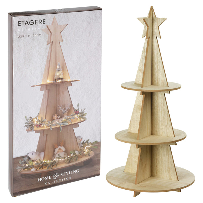 Koopman Etagere Xmas Tree Wood 29X60Cm