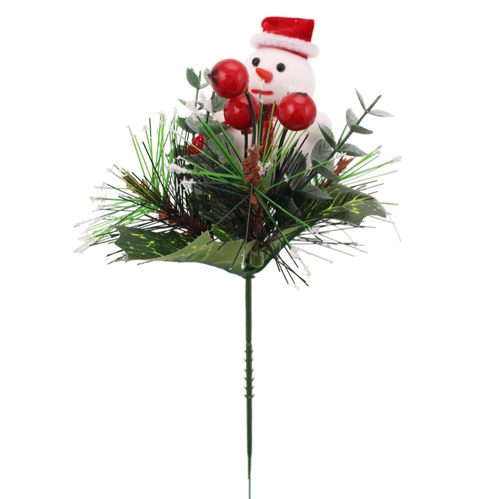 Sage Décor  Pine Berry Snowman Pick 24Cm
