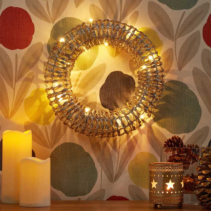 Smart Garden Gold Glittertwist Wreath 30cm