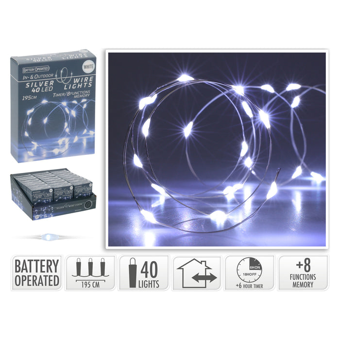 Koopman Silver Wire 40 LED Ip44 White