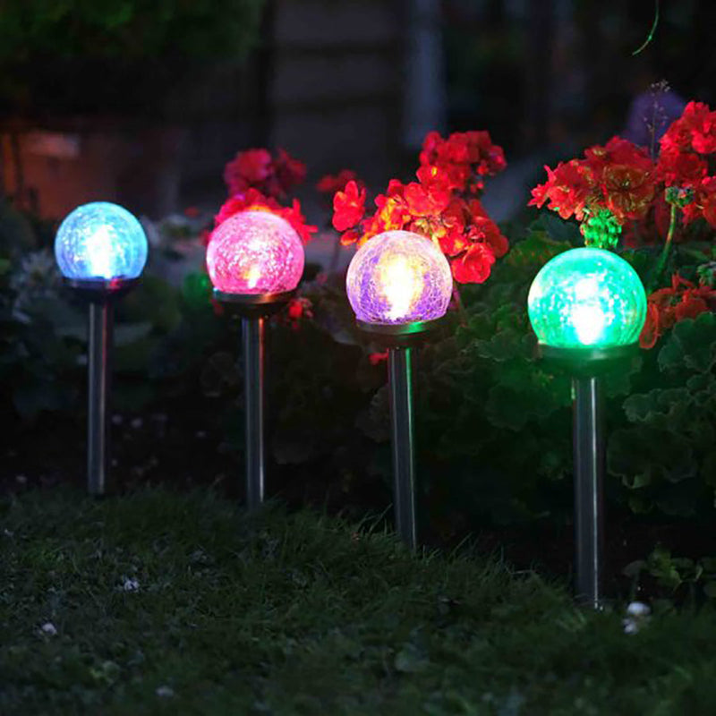 Smart Solar Crackle Globe - Stainless Steel - 5 PC Carry Pack Display