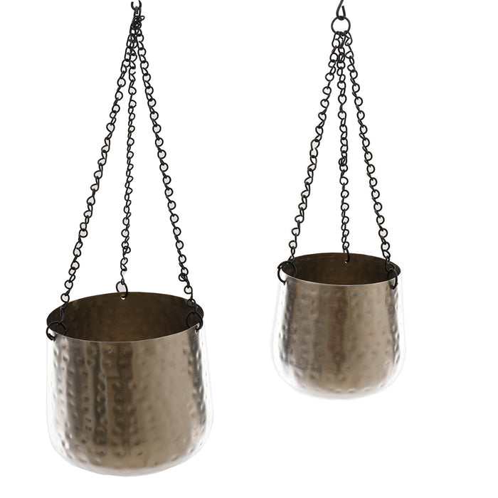 Sifcon S/2 Hanging Hammered Planter