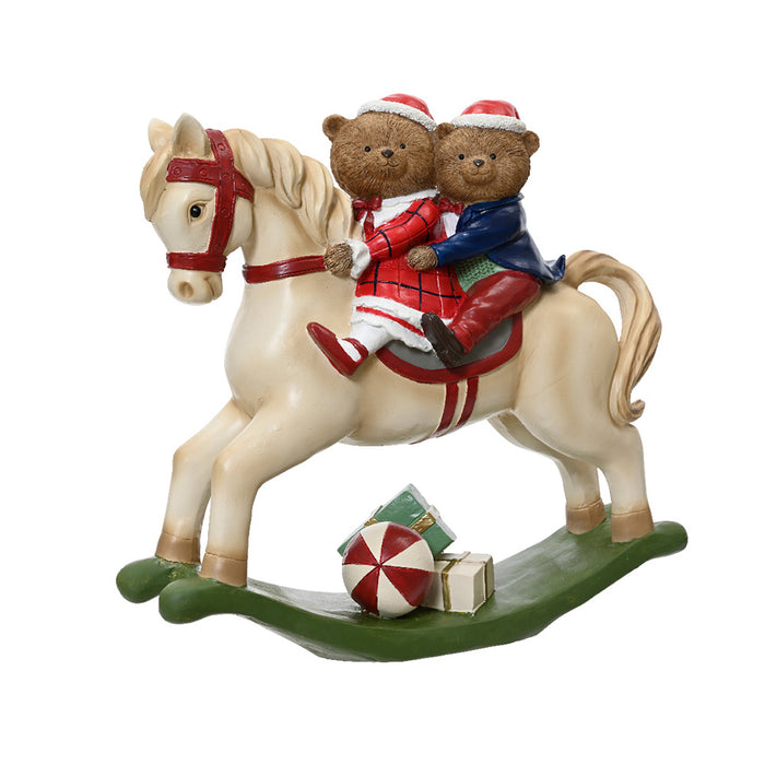 Kaemingk Polyresin Bears – Rocking Horse (L.36.5 X W.12.5 X H.33.5Cm)
