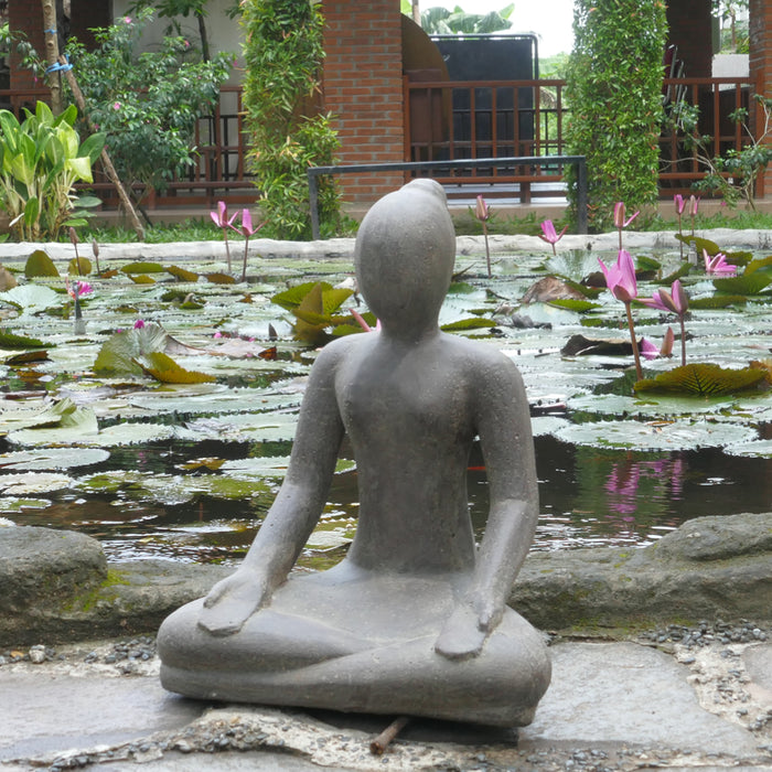 Woman in Yoga Position Seated 30cm Cast Stone