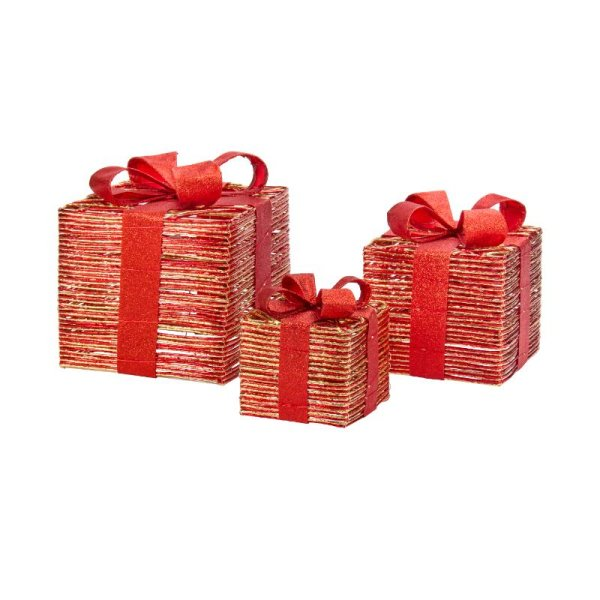 Smart Garden Redgold Braid Faux Gift Boxes - Set Of 3
