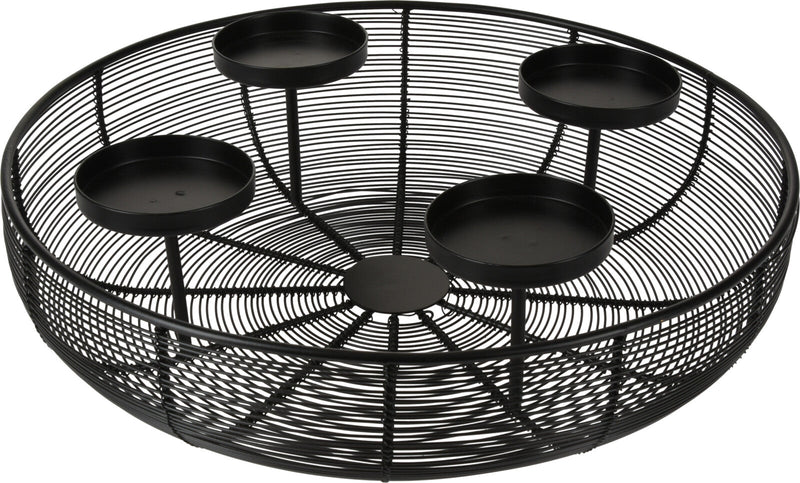 4 Tealights in a Shallow Bowl Colour Black 370mm