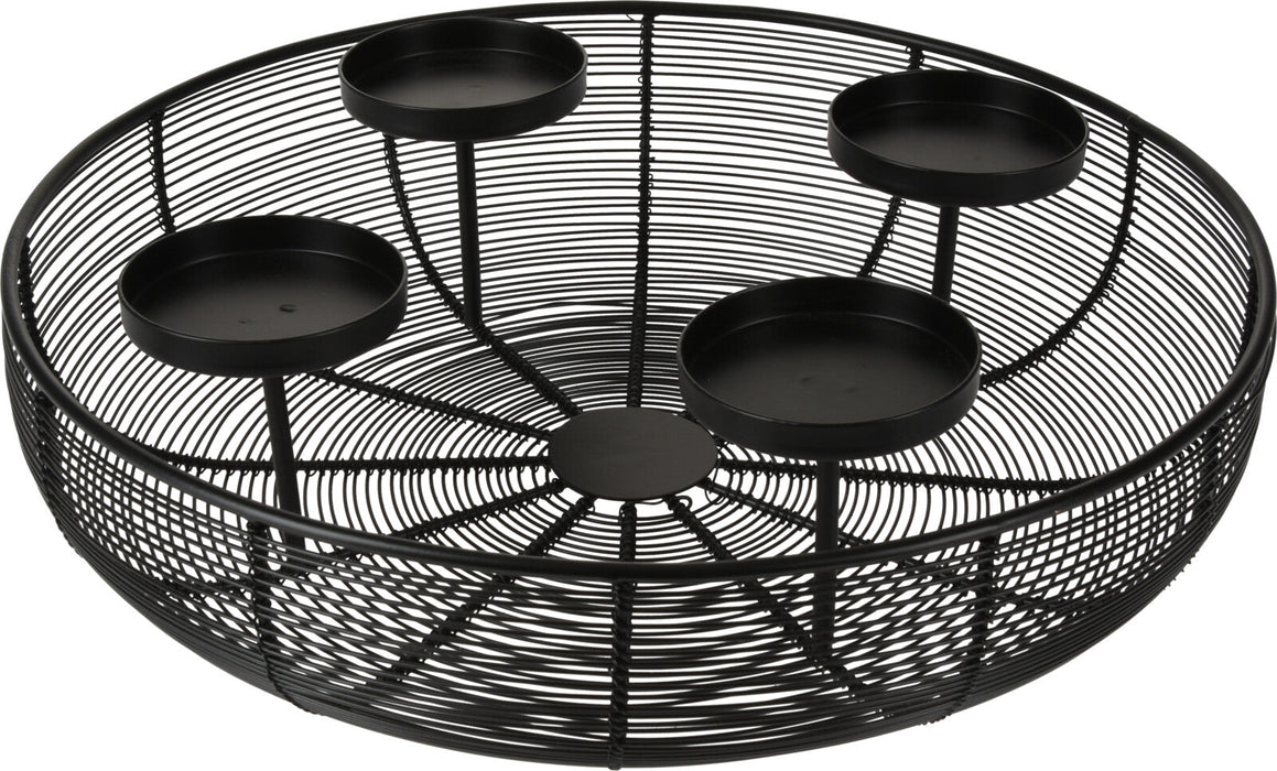 4 Tealights in a Shallow Bowl Colour Black 370mm