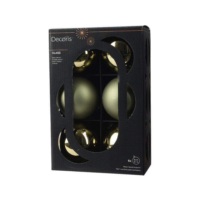 Kaemingk Glass Bauble – Rosemary Green, Plastic-Free (Dia.8Cm)