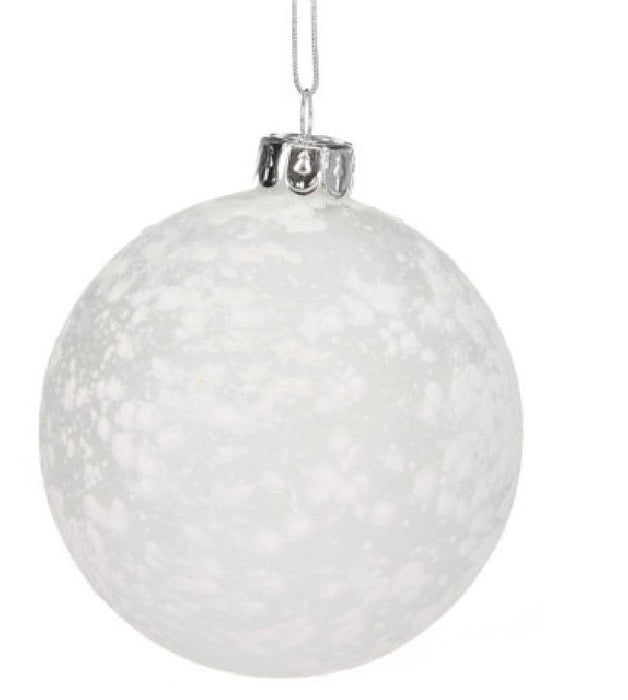 Koopman White Frosted Christmas Bauble Glass 100 MM