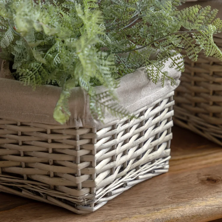 Gallery Sylva Square Lined Basket Grey SMALL
