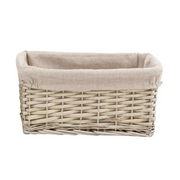 Three woven baskets with beige interior on a white background