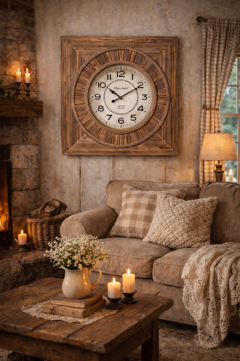 Sifcon 80X80 Antique Wood Wall Clock