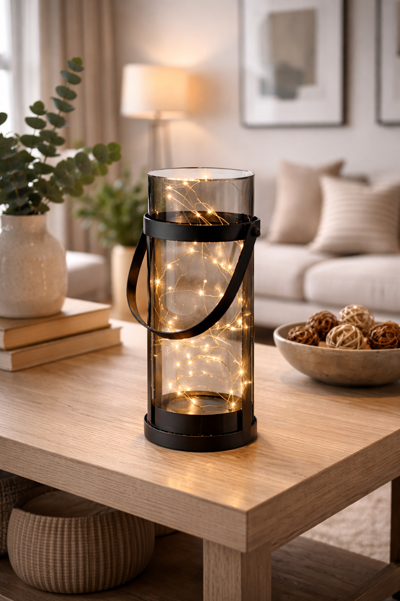 Kaemingk Virtus Solar Lantern Acrylic H23.5cm Grey
