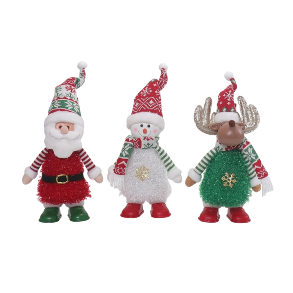 SHATCHI 40cm Battery LED Musical Animated Santa & Snowman Decoration