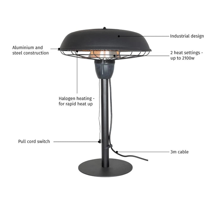 La Hacienda Industrial Tabletop Heater Black