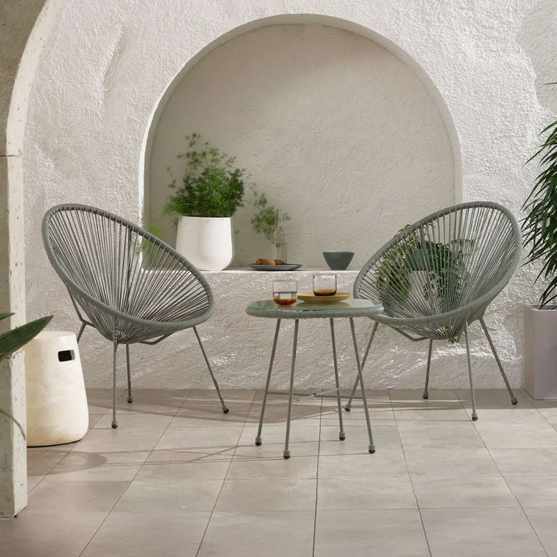 AMIR RoyalCraft Monaco Grey 3pc Egg Chair Set