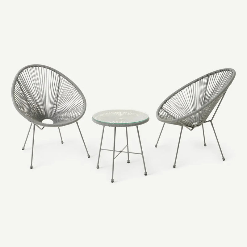 AMIR RoyalCraft Monaco Grey 3pc Egg Chair Set