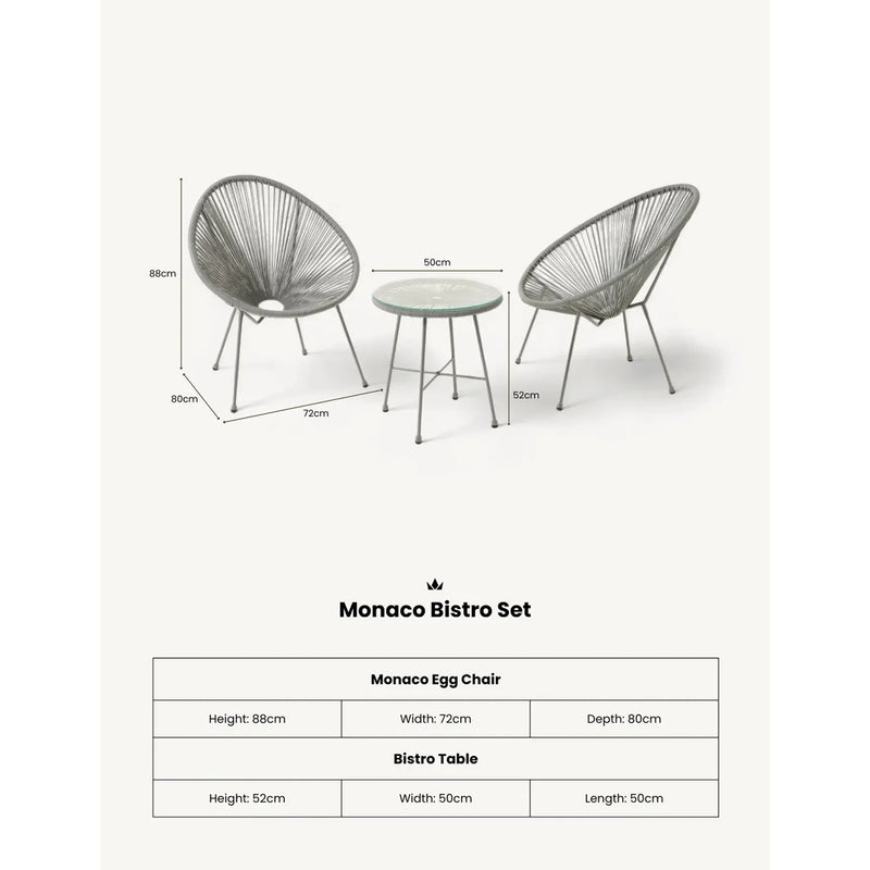 AMIR RoyalCraft Monaco Grey 3pc Egg Chair Set
